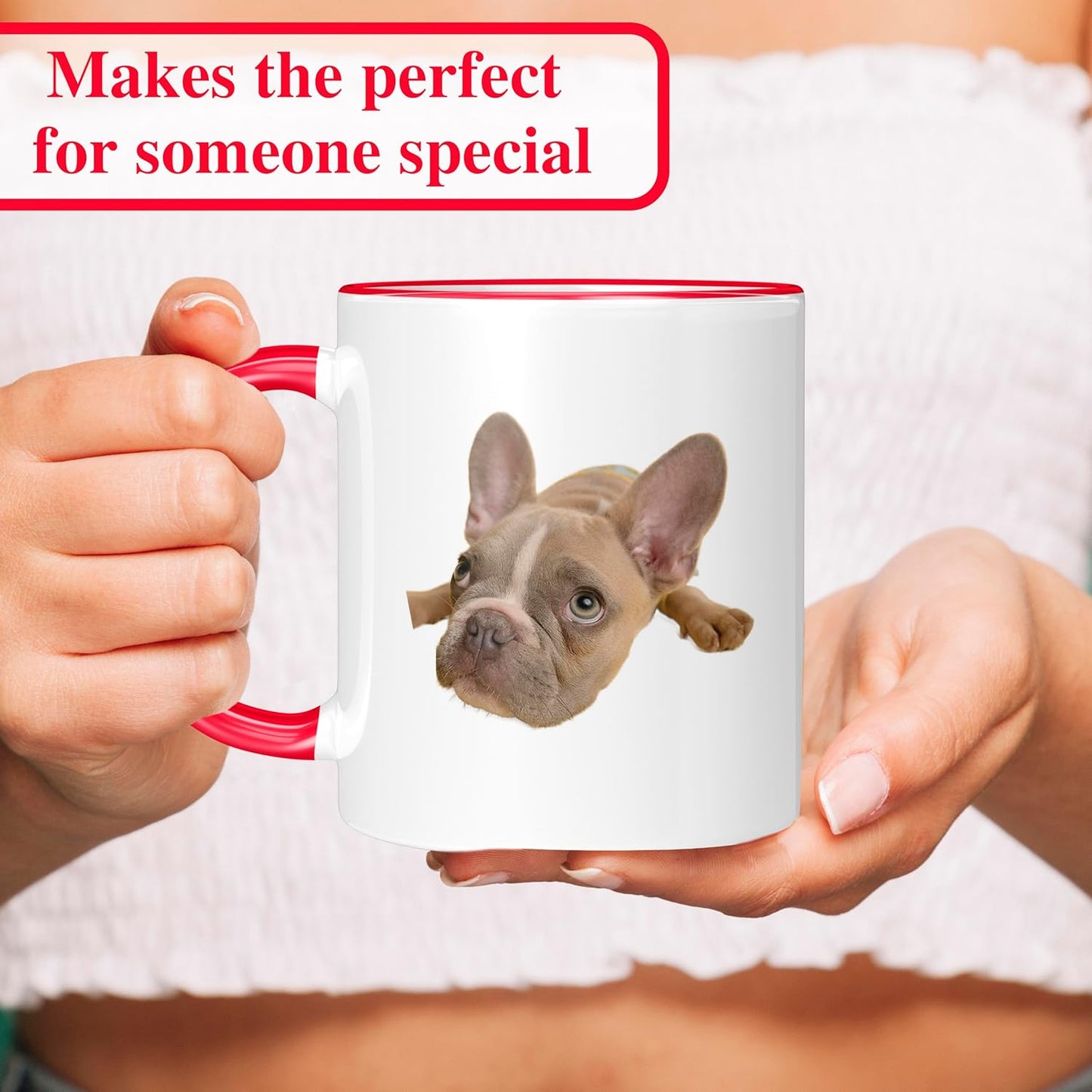 Personalized Mother's Day Coffee Mug, Custom Mum Photo Text 11 Oz Ceramic Mug, Customized Mom Gift Idea Picture Name Cup, Taza Cafe Personalizadas Fotos, Cute Gifts Mom Women Dad Men, Red