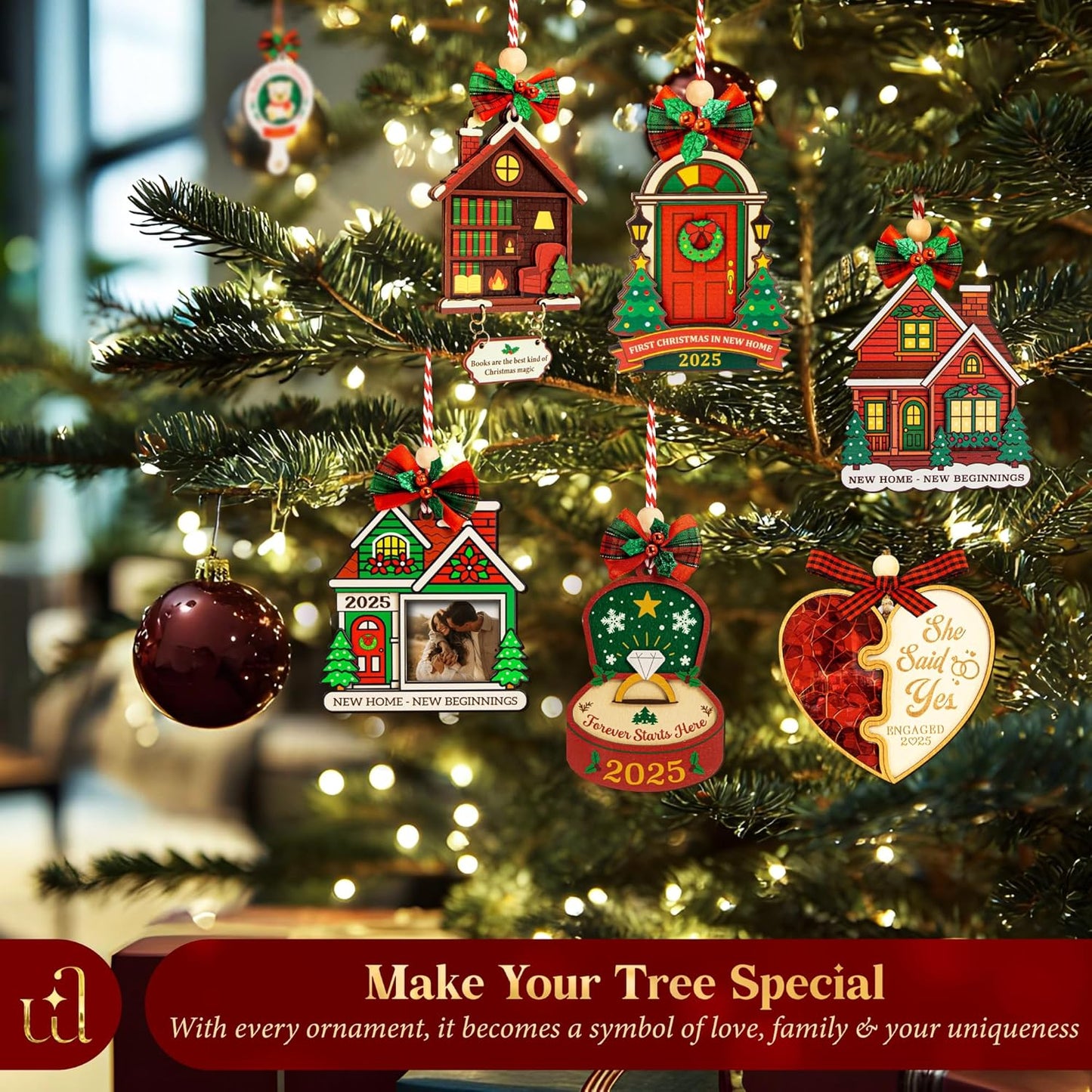 First Engagement Ornament 2025 - Just Engaged Ornament 2025 Engagement Gift for Newly Engaged Couples Fiance, Cool Bride to Be Gifts for Her, Unique Christmas Ornaments for Xmas Tree Decor