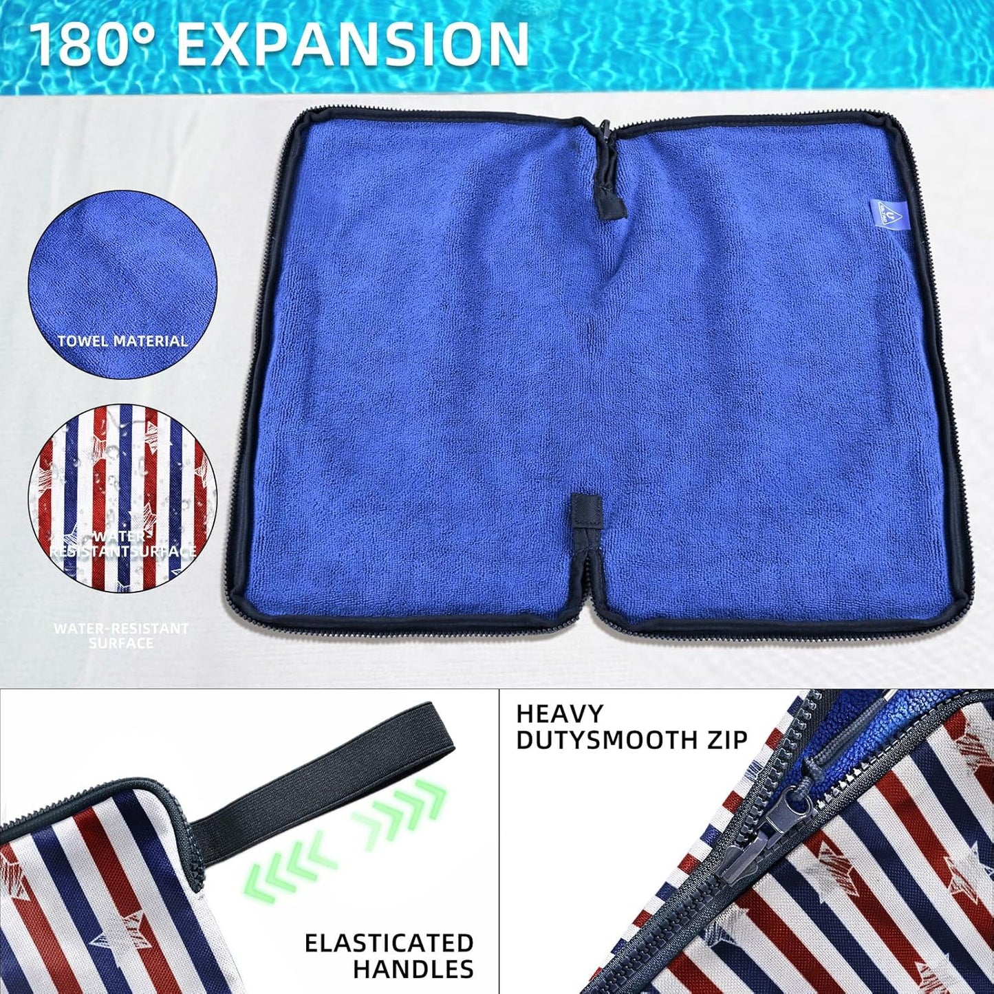 Wet Bag, Wet Dry Bag, Wet bag for swimsuit,Travel, Beach, Pool, Diapers, Dirty Yoga Gym Clothes, Waterproof Embedded Towel Wet Bag(Fleece)-Leakproof Wet Clothes Bag, Beach Travel Essentials