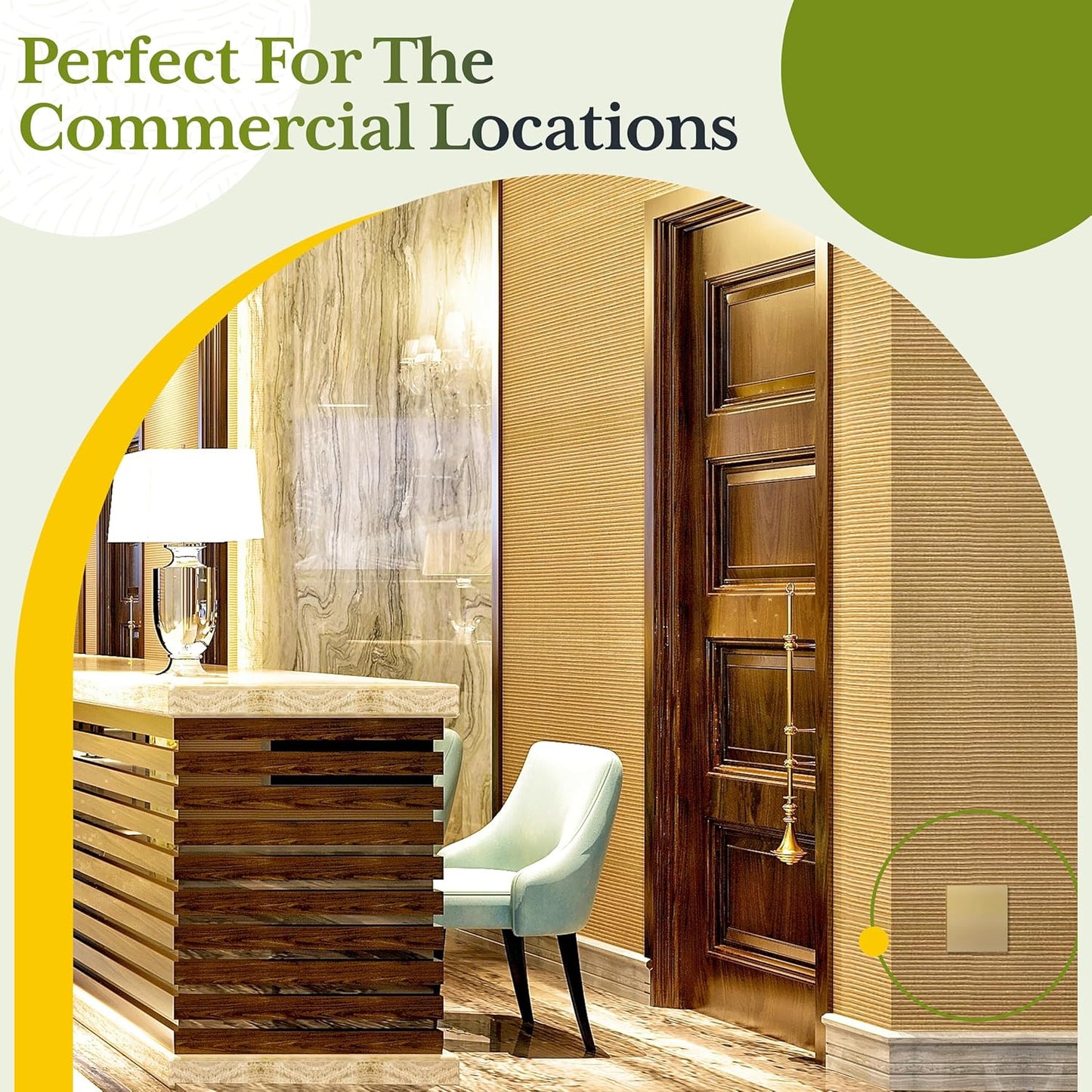 TG Screwless Double Blank Wall Plate, Child Safe Blank Device Outlet Cover, Mid-Size 2-Gang 4.88" H x 4.92" L, Polycarbonate Thermoplastic, UL Listed, SP-MB2-GD2P, Gold (2 Pack)