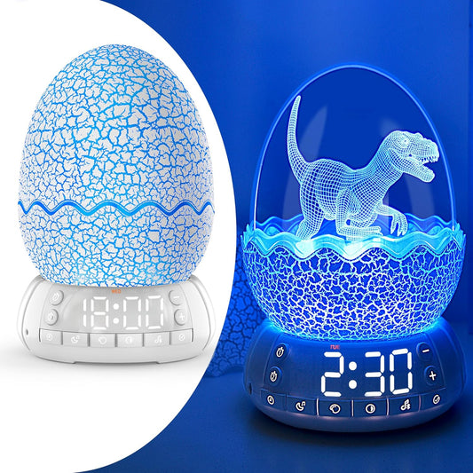 Dinosaur Alarm Clock with Wake Up Light, Digital Clock on Desk + 8 Colors Night Light + 20 Sleep Training Sound + Bluetooth Speaker All in 1 for Kids/Boys/Girls/Adult (Dinosaur)