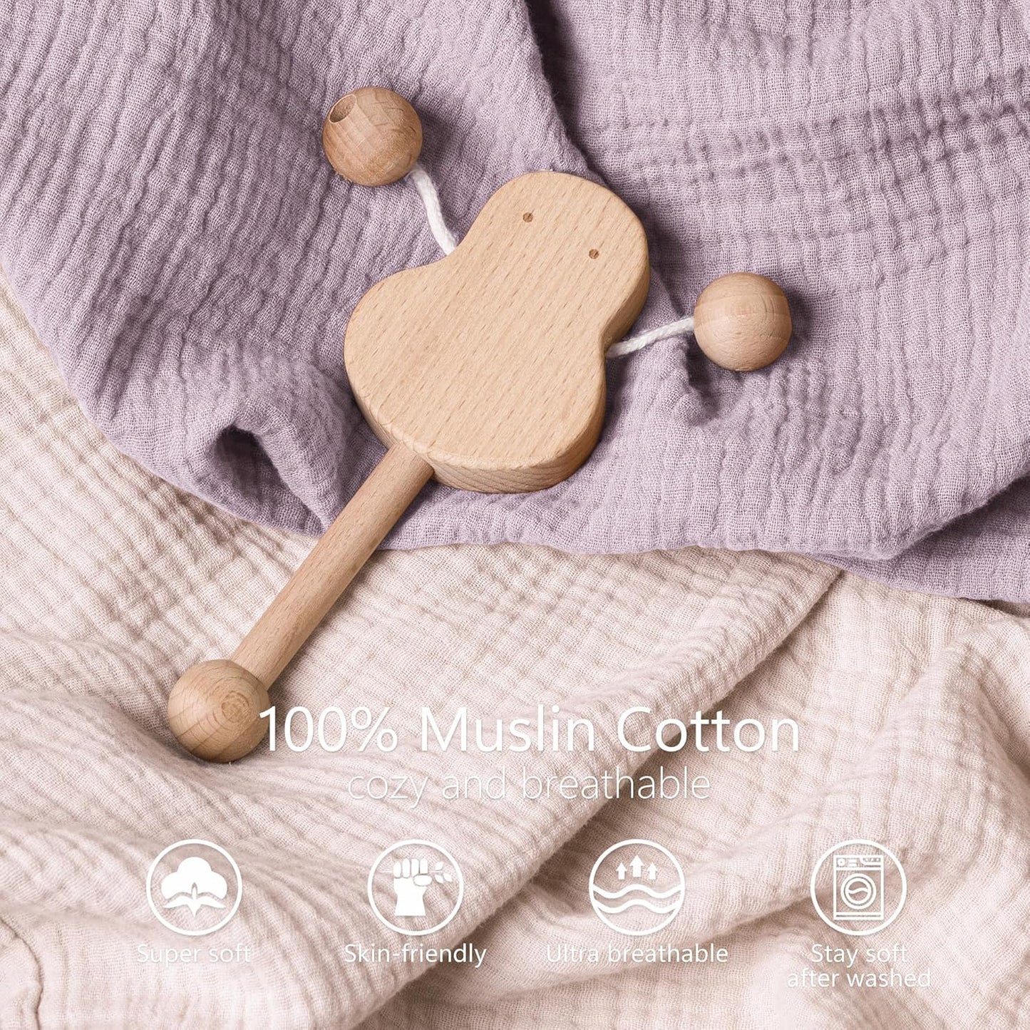 Bearmoss Changing Pad Cover, 2 Pack Muslin [100% Cotton] Diaper Changing Table Covers, 32'' x 16'' Soft Breathable Changing Pad Sheets for Unisex Baby Girls and Boys with Strap Holes (Candy Floss)