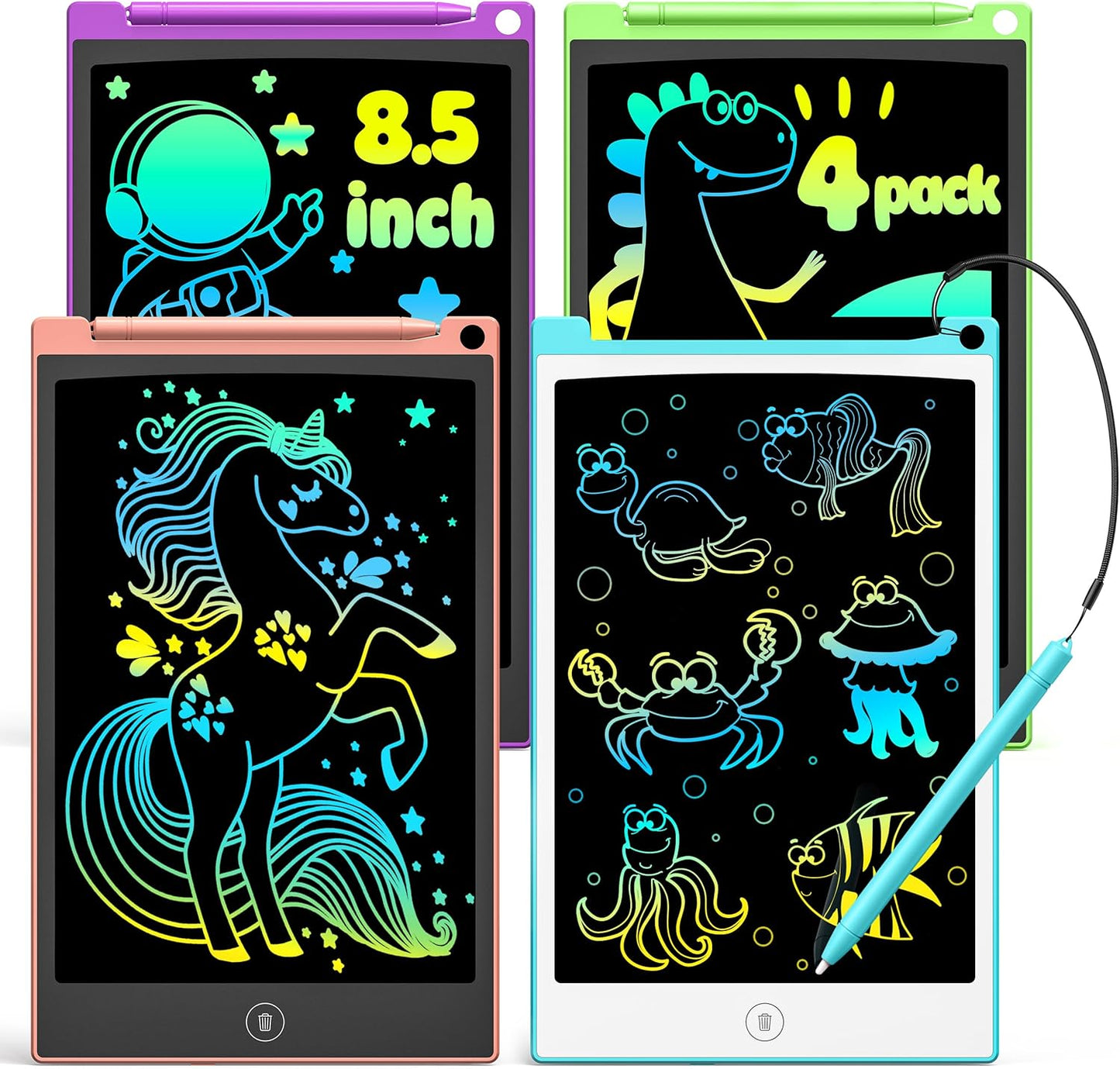 TECJOE LCD Writing Tablet, 8.5 Inch Colorful Doodle Board Drawing Tablet for Kids, Christmas Stocking Stuffers Birthday Gifts Travel Games Toys for Age 3 4 5 6 Boys Girls Toddles Preschooler