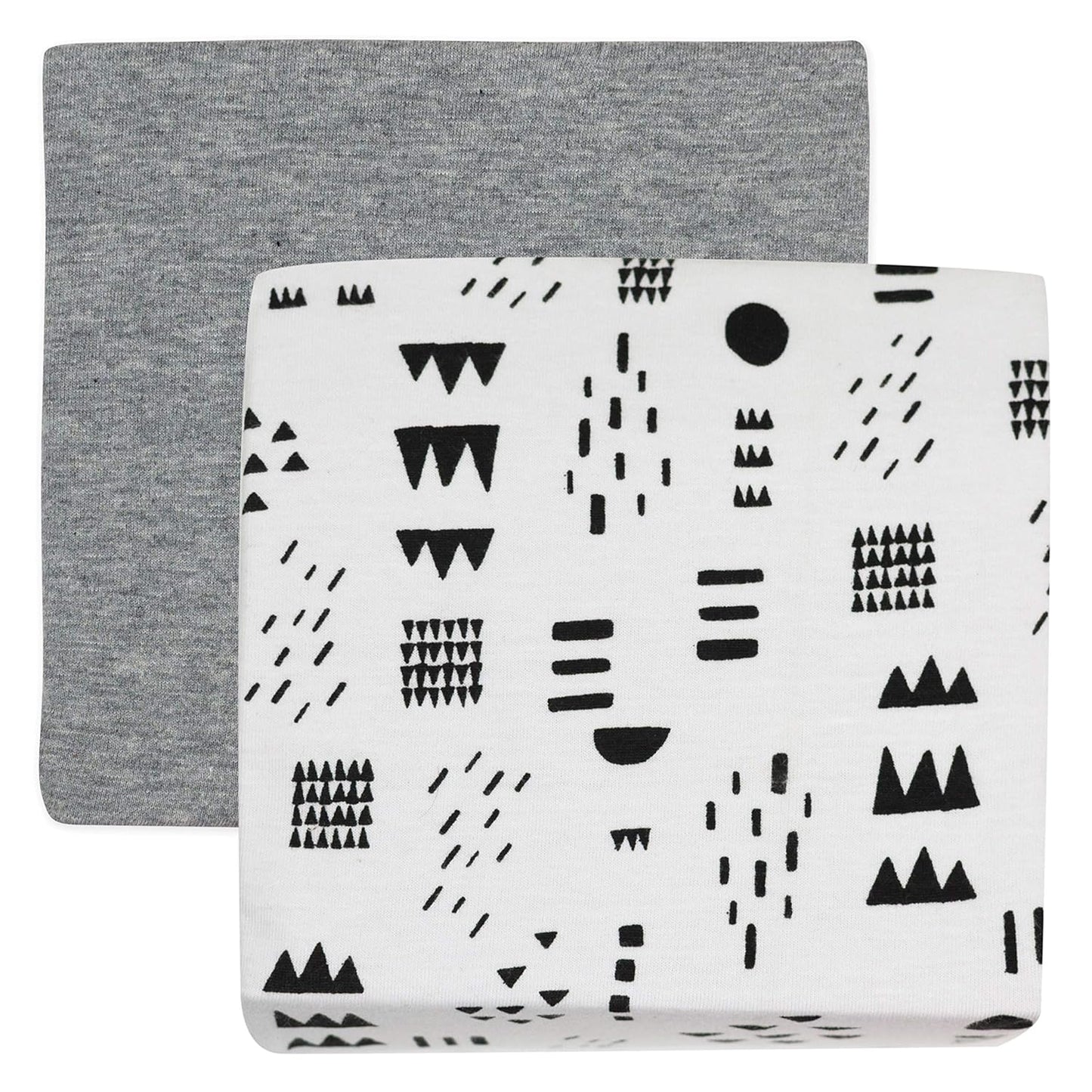 HonestBaby Organic Cotton Changing Pad Covers (Set of Two), Pattern Play/Heather Gray, One Size