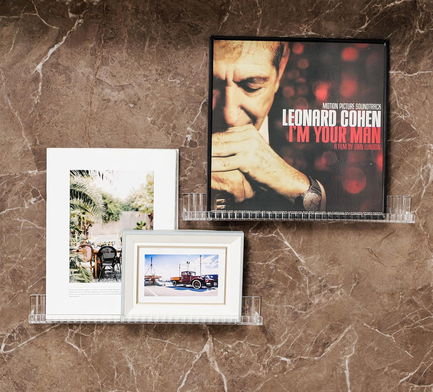 IEEK 6 PCS Acrylic Floating Bookshelf for Kids Room,15 Inch Modern Picture Ledge Display Shelf with Detachable Baffle,Nail Polish Rack Vertical Striped Wall Shelves for Wall Decor and Storage,Clear