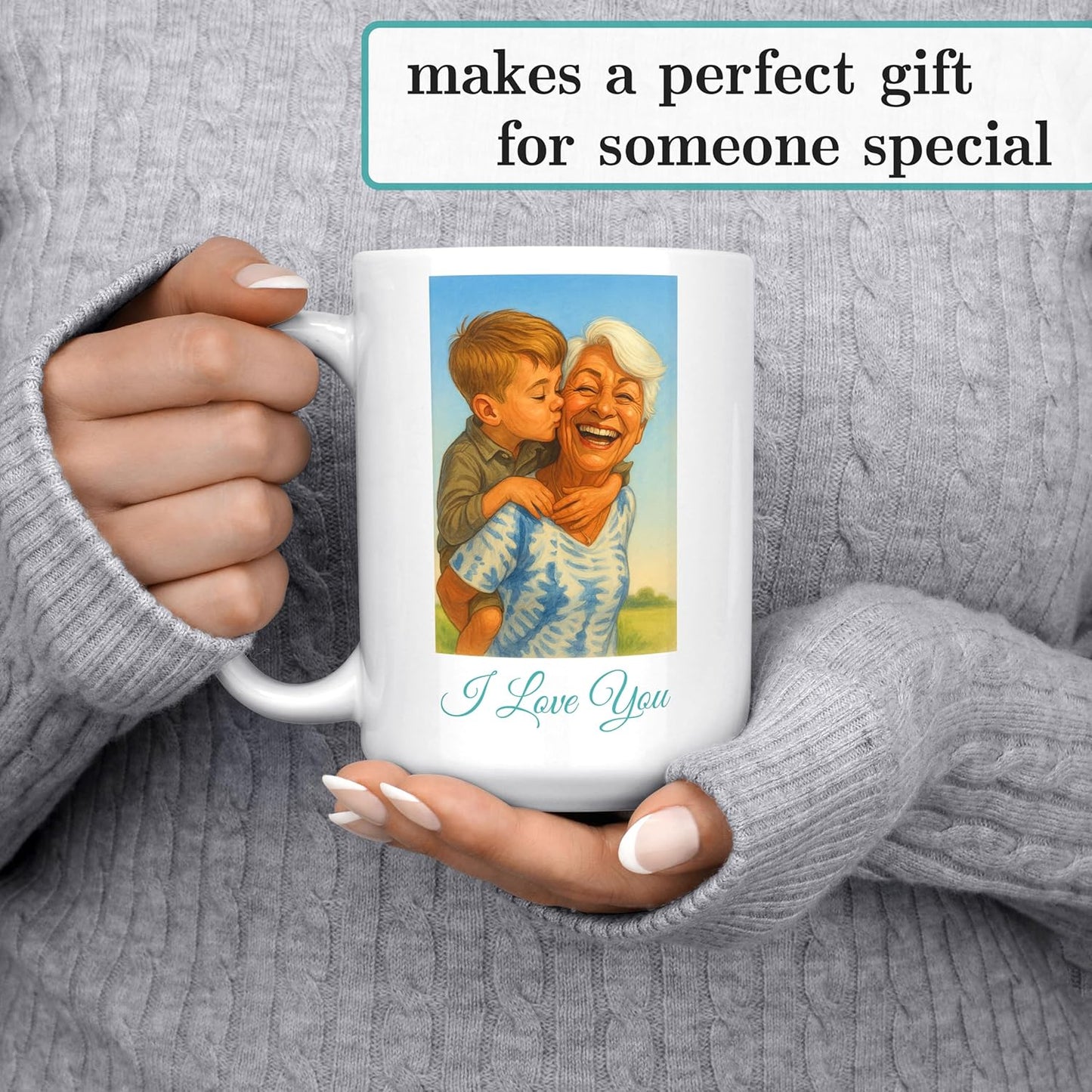Personalized Coffee Mug, Custom Photo Caricature Gift, Funny Customized Coffee Gift for Men & Women, Custom Mugs with Pictures, White 15oz Customized Fathers Day Mug
