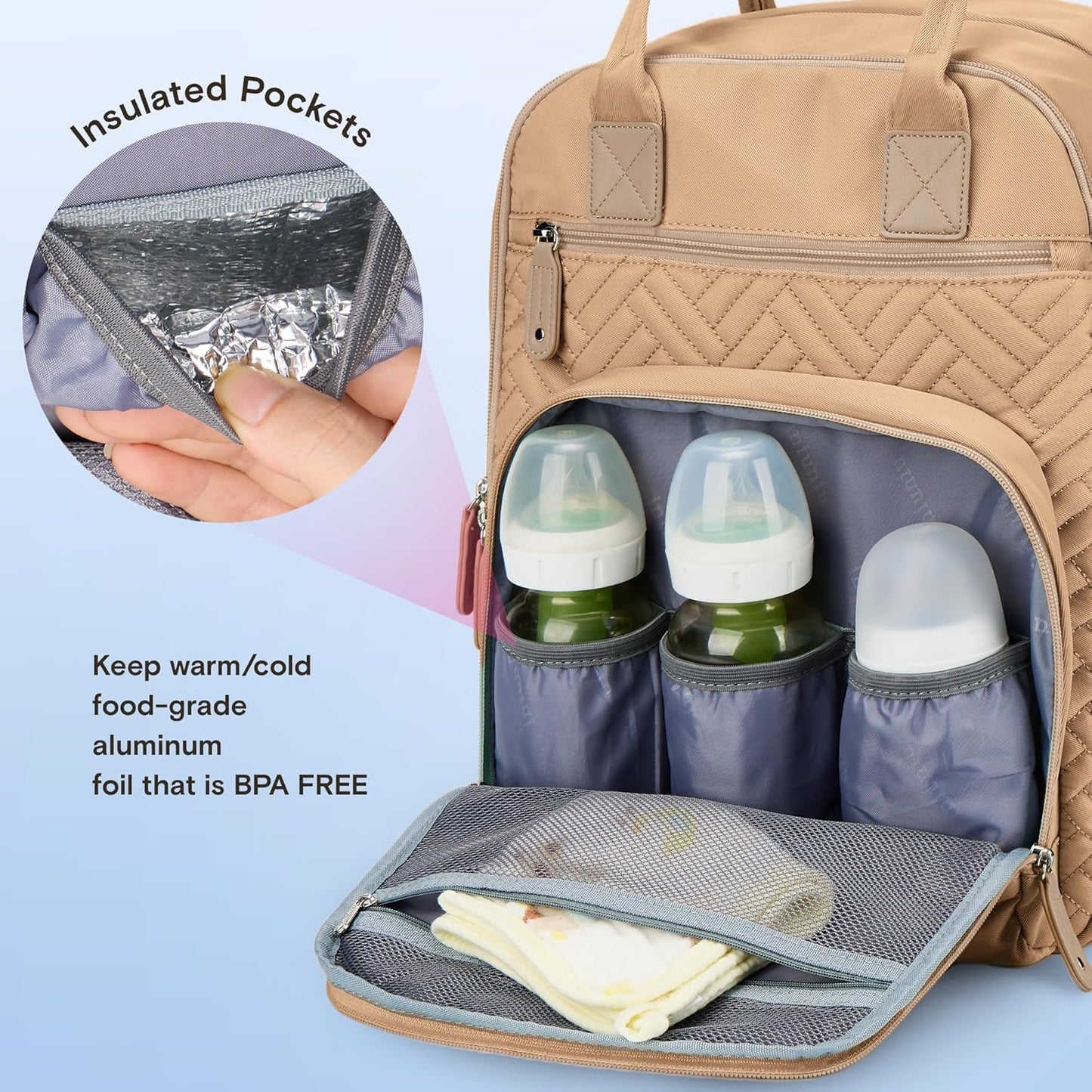 iniuniu Diaper Bag Backpack, 4 in 1 kit Large Unisex Baby Bags for Boys Girls, Waterproof Travel Back Pack with Diaper Pouch