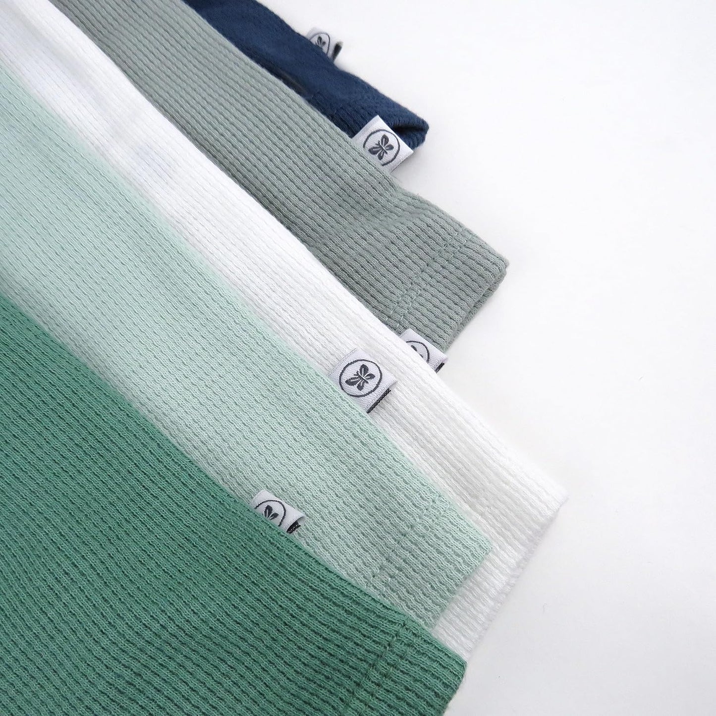 HonestBaby 5-pack Waffle Henley Long Sleeve Shirts 100% Organic Cotton for Infant Baby and Toddler Boys, Unisex