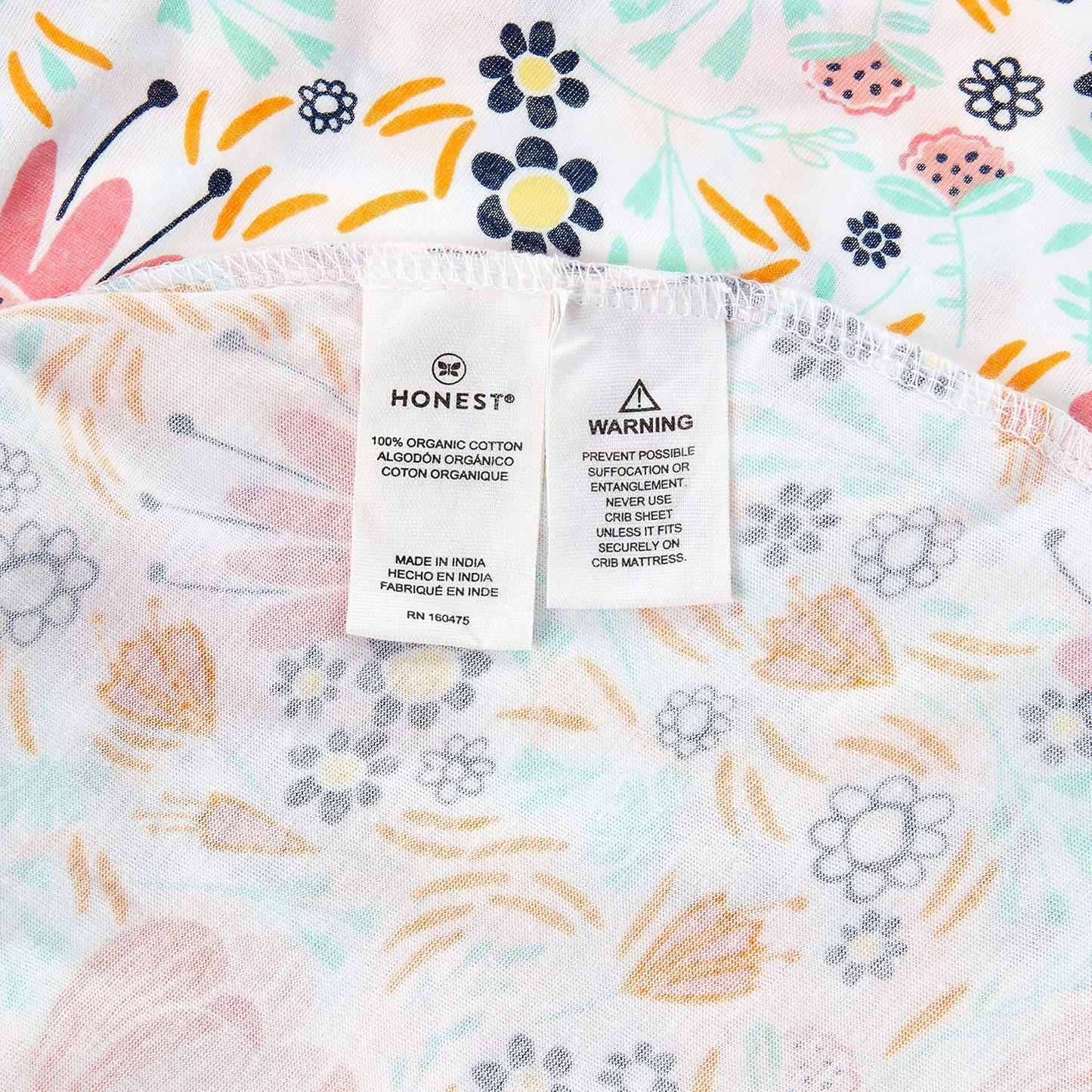 HonestBaby Girls Organic Cotton Changing Pad Cover, Flower Power, One Size