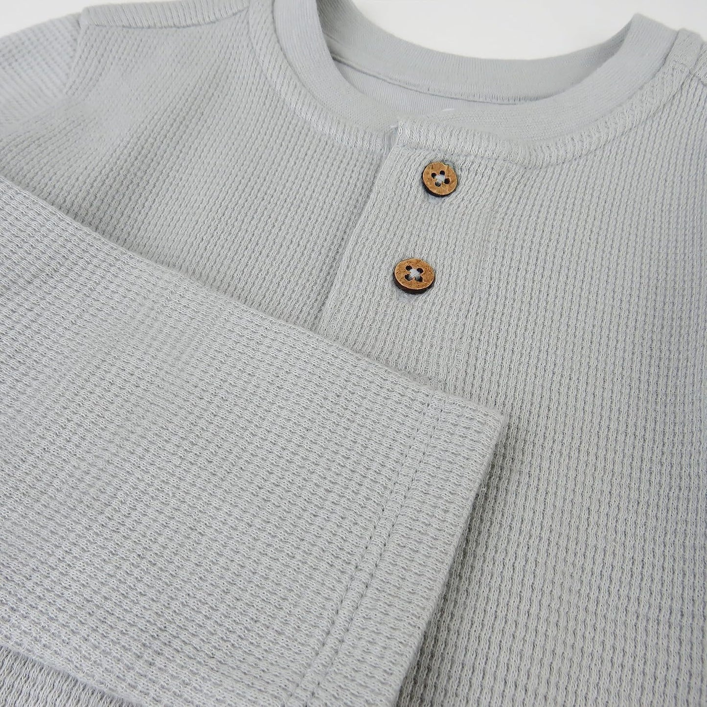 HonestBaby 5-pack Waffle Henley Long Sleeve Shirts 100% Organic Cotton for Infant Baby and Toddler Boys, Unisex